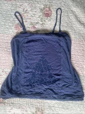 2011 American Eagle Outfitters Blue Embroidered Spaghetti Strap Camisole